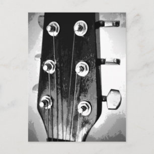 Gitaar Kop Snaren Stempegels Artistiek Zwart Wit Briefkaart