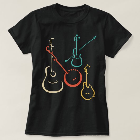 Gitaar Lover Gitarist Retro bluegrass mandoline gu T-shirt (Design voorkant)