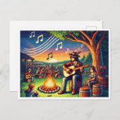 Gitaar Maand 16-bit Pixel Art Briefkaart (Voorkant / Achterkant)