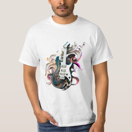 gitaar man teeshirt t-shirt (Voorkant)