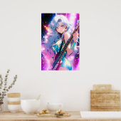 Gitaar Meisje Art Poster (Keuken)