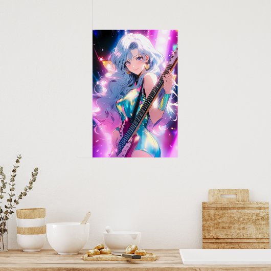 Gitaar Meisje Art Poster (Keuken)