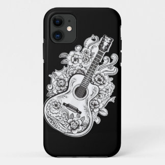 Gitaar Melody: Bloemen Gitaar Kleurplaat Case-Mate iPhone Case