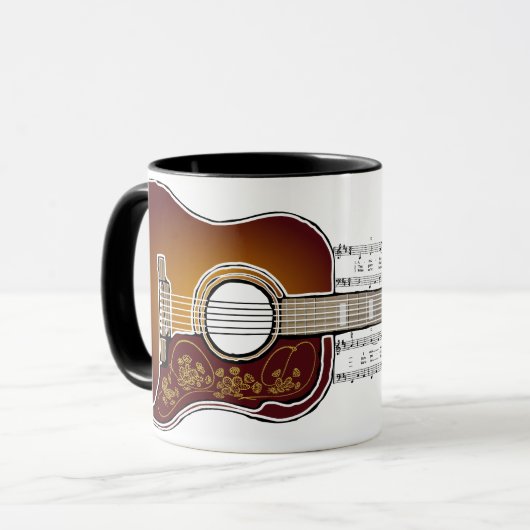 gitaar met blademuziek - Mok (Voorkant links)