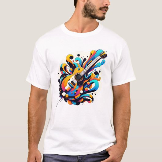Gitaar met Graffiti design T-shirt (Voorkant)