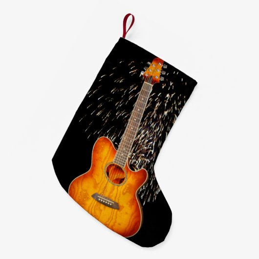 gitaar met vuurwerk, kleine kerstsok (Voorkant (Hangend))