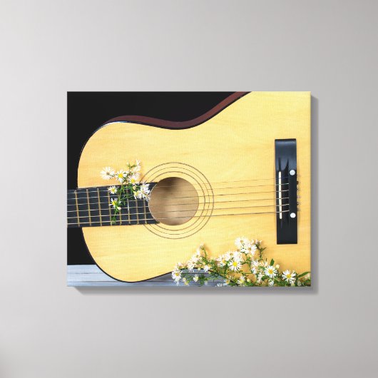 gitaar met wildbloemrooster canvas afdruk (Voorkant)