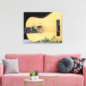 gitaar met wildbloemrooster canvas afdruk (Insitu (Woonkamer))