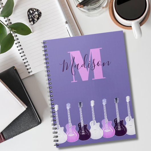 Gitaar Monogram Roze Paars Notitieboek