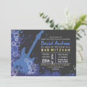 GITAAR Musical Bar Bat Mitswa Uitnodigingsfeest Kaart (Staand voorkant)