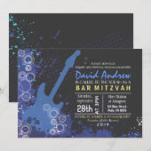 GITAAR Musical Bar Bat Mitswa Uitnodigingsfeest Kaart (Voorkant / Achterkant)