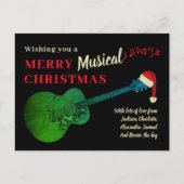 Gitaar Musical Merry Christmas Gepersonaliseerd Feestdagenkaart (Voorkant)