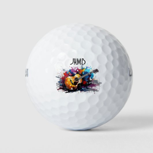 Gitaar Musicus logo Monogram Kunst Golfballen (Voorkant)