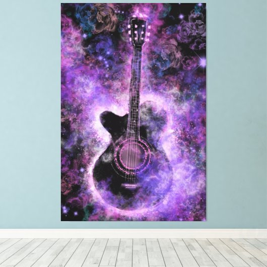 Gitaar Muziek Canvas Paarse Zwart (Insitu (Houten vloer))