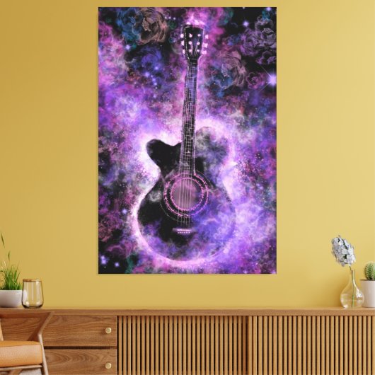 Gitaar Muziek Canvas Paarse Zwart (Insitu (Woonkamer))