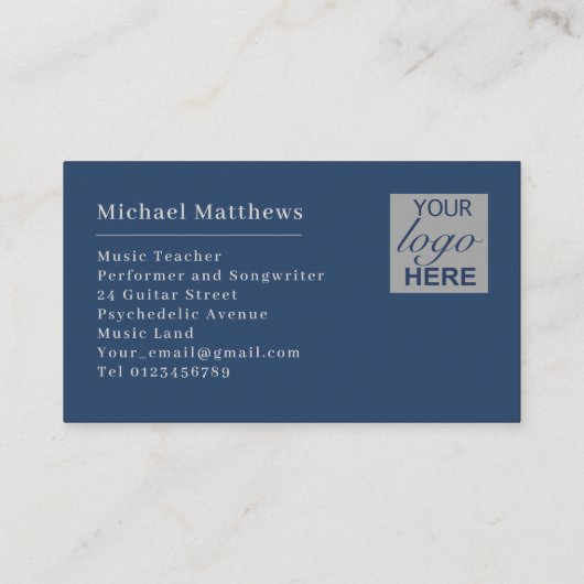 Gitaar Muziek Docent Logo Sjabloon Custom Visitekaartje (Achterkant)