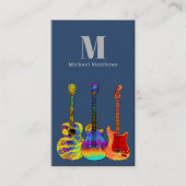 Gitaar Muziek Docent Logo Sjabloon Custom Visitekaartje (Voorkant)