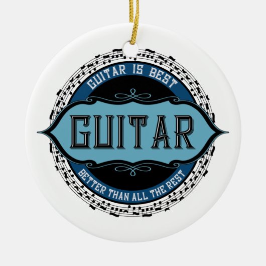 Gitaar muziek notitie cirkel keramisch ornament (Voorkant)