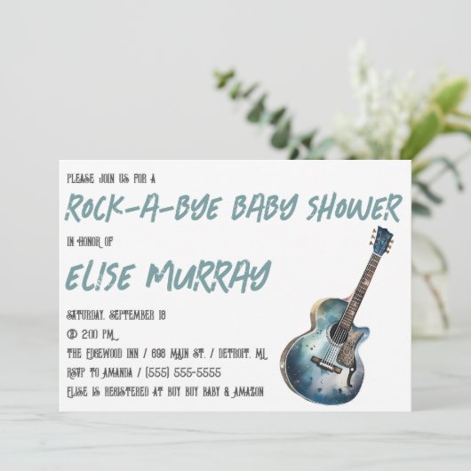 Gitaar, Muziek, Rock-a-Bye Baby shower Kaart (Staand voorkant)