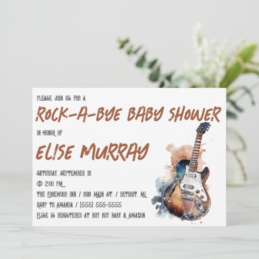 Gitaar, Muziek, Slaap-zachtjes-wieg-babyshower Kaart (Staand voorkant)