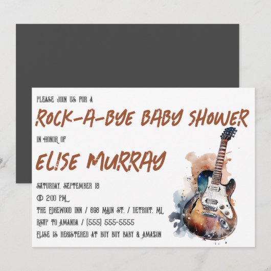 Gitaar, Muziek, Slaap-zachtjes-wieg-babyshower Kaart (Voorkant / Achterkant)
