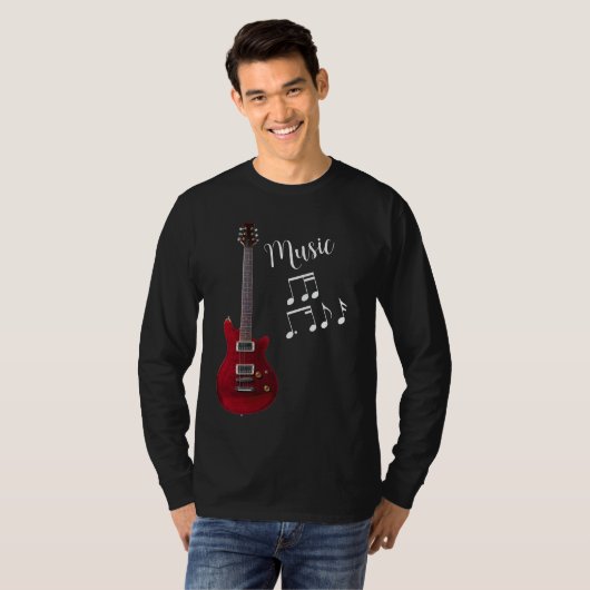 Gitaar Muziek Unisex T-shirt met lange mouwen (Voorkant volledig)