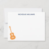 Gitaar Muzieknote Kaart Blues en Oranje Notitiekaartje (Voorkant)