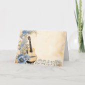 Gitaar Muzieknoten Bloemen Blauw (Achterkant)