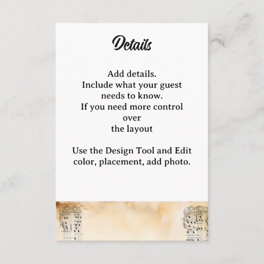 Gitaar Muzieknoten Informatiekaartje (Achterkant)