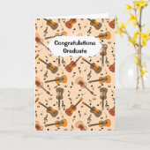 Gitaar Muzieknoten Pattern Afstuderen Kaart (Gele Bloem)