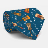 Gitaar Muzieknoten Pattern Stropdas (Opgerold)