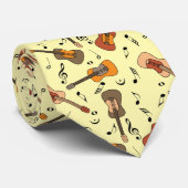 Gitaar Muzieknoten Pattern Stropdas (Opgerold)