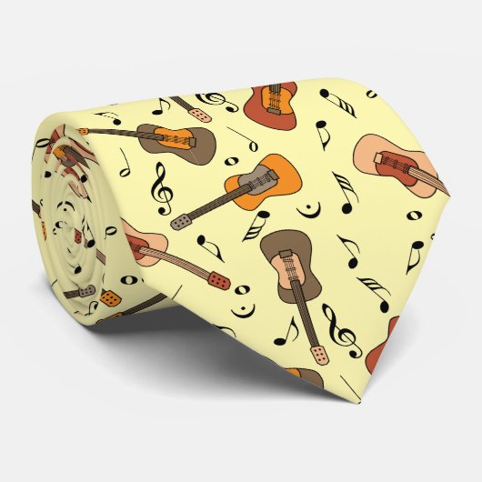 Gitaar Muzieknoten Pattern Stropdas (Opgerold)