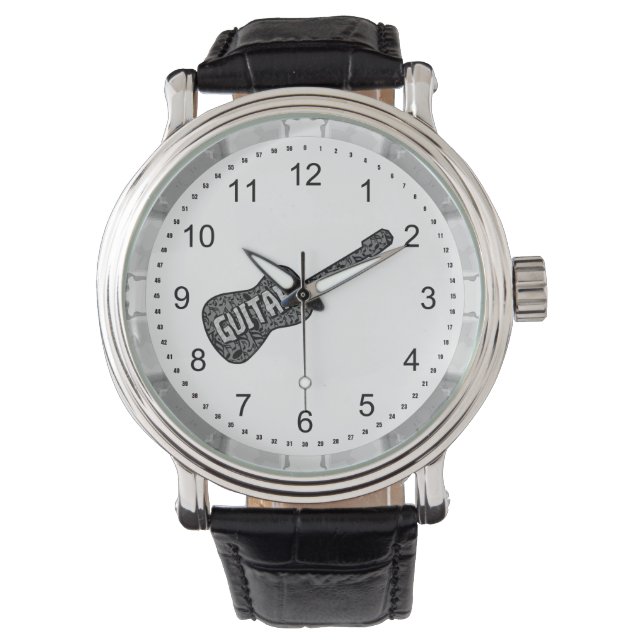 Gitaar Muzieknoten Tekst Horloge (Voorkant)