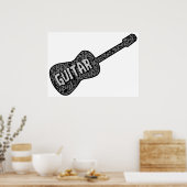 Gitaar Muzieknoten Tekst Poster (Keuken)