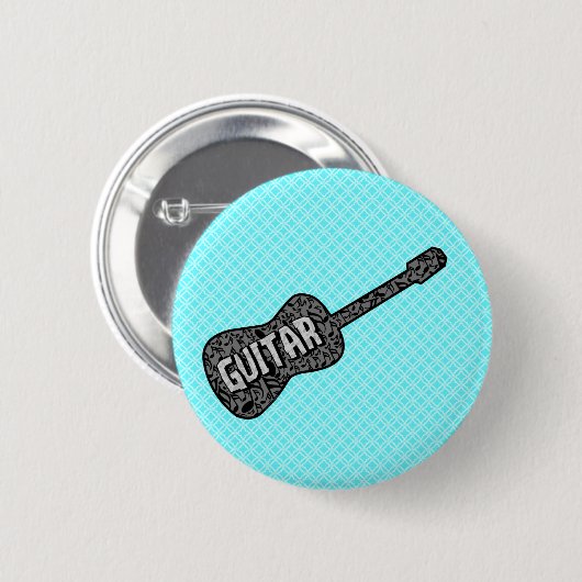 Gitaar Muzieknoten Tekst Ronde Button 5,7 Cm (Voorkant /achterkant)