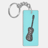 Gitaar Muzieknoten Tekst Sleutelhanger (Voorkant Links)