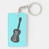 Gitaar Muzieknoten Tekst Sleutelhanger (achterkant)