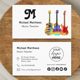 Gitaar Muziekonderwijzer Muzikant Logo Sociale Med Visitekaartje