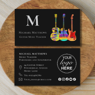 Gitaar Muziekonderwijzer Muzikant Logo Sociale Med Visitekaartje