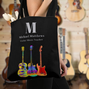 Gitaar Muziektutor Aangepaste QR-code Tote Bag