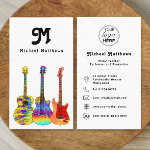 Gitaar Muziektutor Muzikant Logo Social Media Icoo Visitekaartje