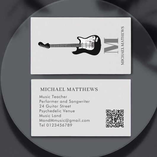 Gitaar Muziektutor Professionele Muzikant QR Code Visitekaartje
