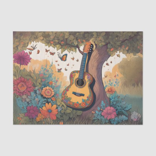 Gitaar onder de boom decoupage tissuepapier (Voorkant)