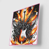 Gitaar ontstoken door levendige vlammen in dynamis vierkante klok (Hoek)