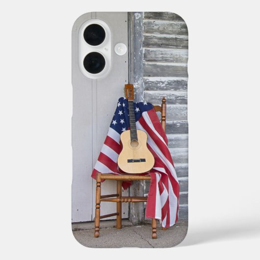 Gitaar op een Amerikaanse vlag Case-Mate iPhone Case (Achterkant)