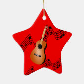 gitaar op Star-vormige rode kerstversiering Keramisch Ornament (Rechts)