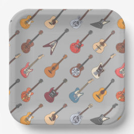 Gitaar Papieren Borden, Muziekinstrument Feestje Bordje