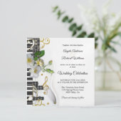 Gitaar piano muziek thema bruiloft uitnodiging (Staand voorkant)