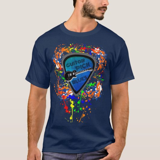 Gitaar Pick Blues Art Splash T-shirt (Voorkant)